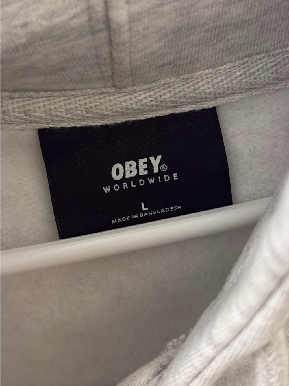 Obey Light Gray Hoodie with Dark Green Logo - Picture 2 of 2